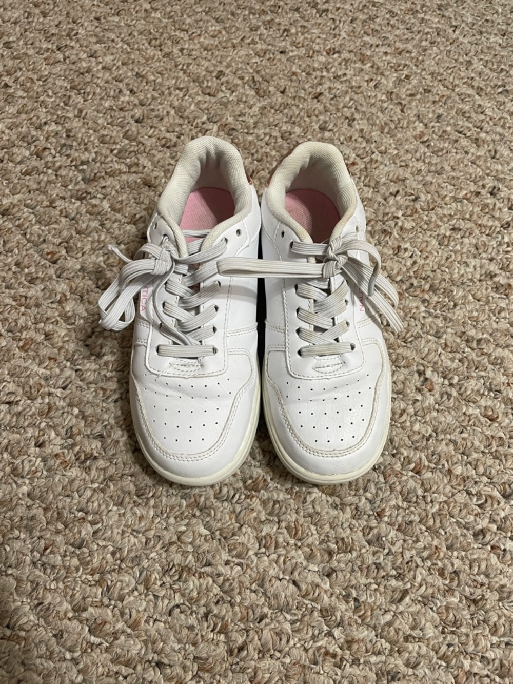 Nautica White Girls Kids Sneakers with Pink Lining